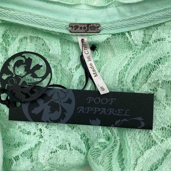 Poof Mint Green Sheer Lace Short Sleeve Blouse - Picture 8 of 11
